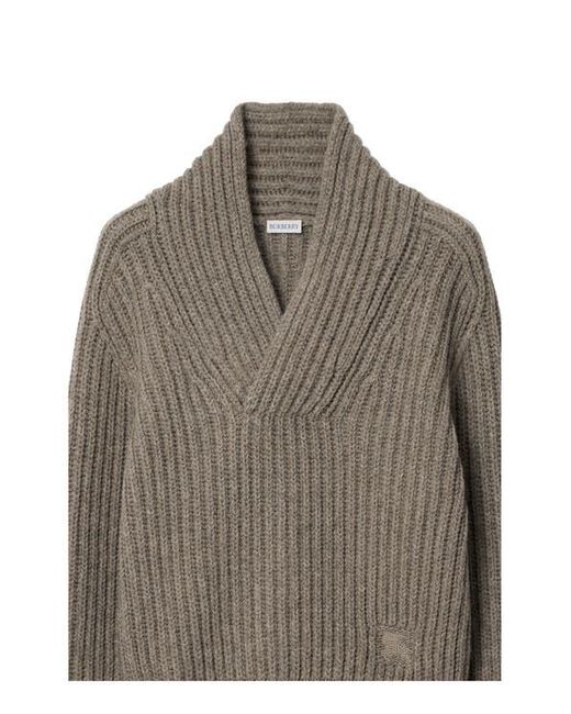 Burberry Brown Shawl Collar Wool Sweater for men