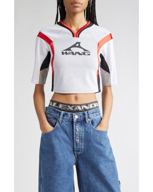 Alexander Wang Red Reflective Logo Shrunken Hockey Jersey