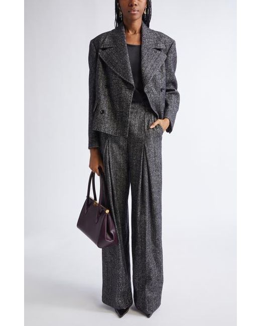 Dolce & Gabbana Gray Pleated Stripe Virgin Wool Blend Pants