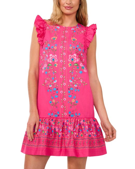 Cece Pink Sleeveless Ruffle Dress