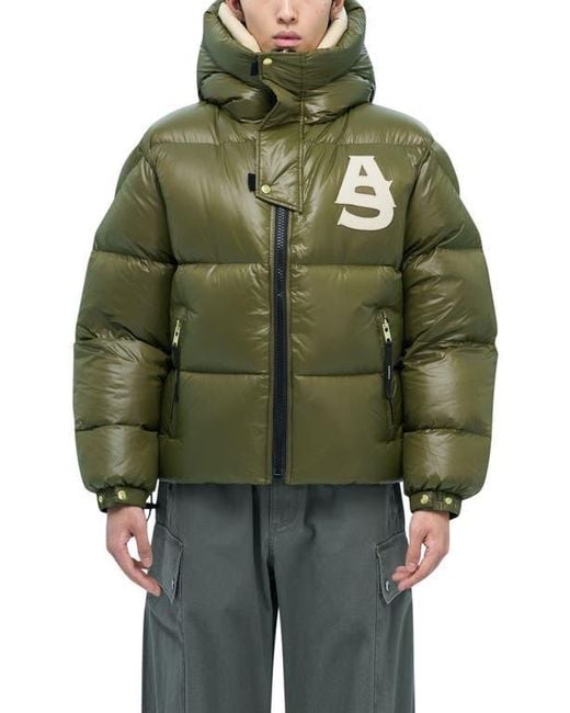 Alpha Style Green Kudu Hooded Puffer Down Jacket for men