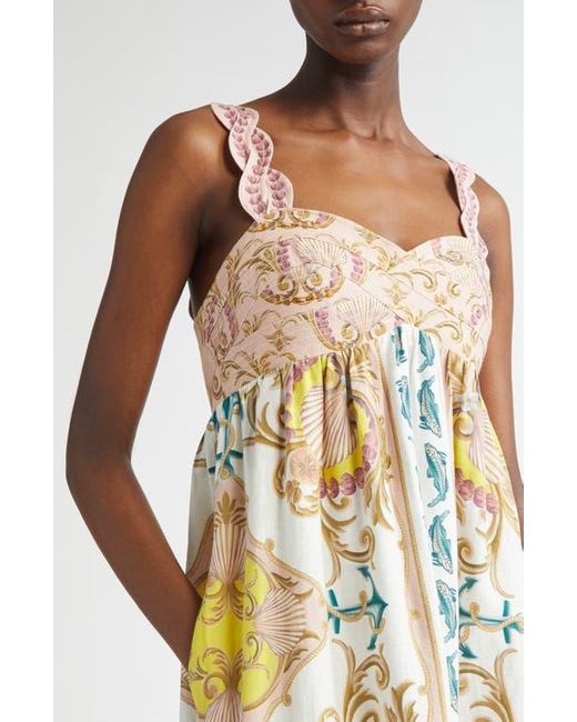 Farm Rio Metallic Maritime Magic Linen Blend Sundress