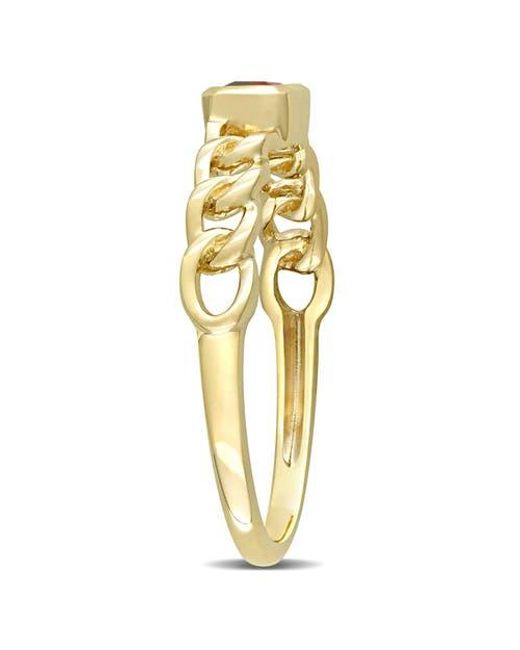Julianna B Metallic Solitaire Birthstone Link Design Ring 14K