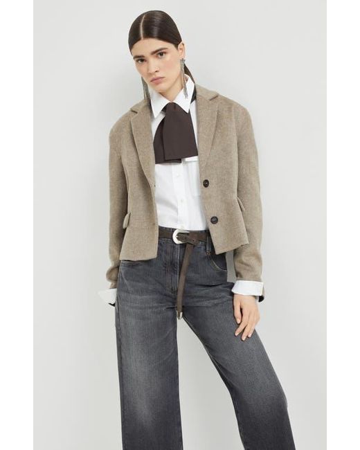 Brunello Cucinelli Natural Hand-Crafted Cropped Blazer