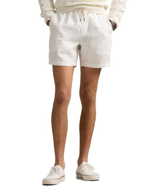 Polo Ralph Lauren White Classic Fit Flat Front Linen Drawstring Shorts for men