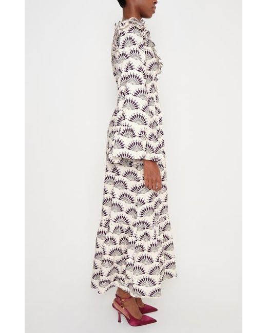 The Lulo Project White The Chaos Petal Print Long Sleeve Maxi Dress