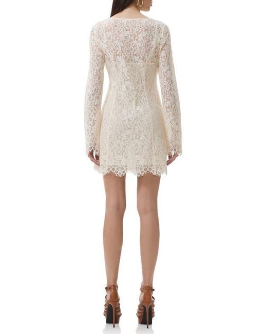 AFRM Natural Milana Long Sleeve Lace Minidress