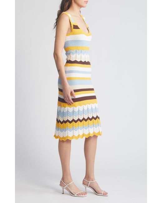 French Connection Multicolor Nellis Stripe Sleeveless Cotton Sweater Dress