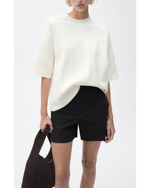 Mango Black High Waist Cotton Shorts