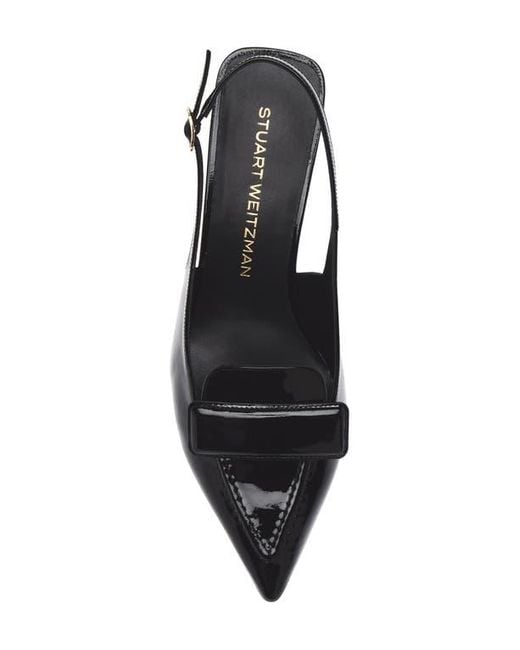 Stuart Weitzman Black Sovinnie Slingback Patent Loafer Pump