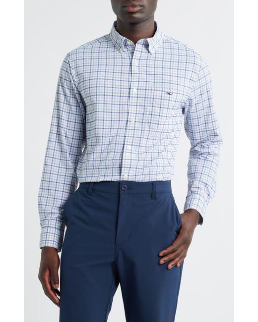 Vineyard Vines Blue Forepeak Tattersall Check Performance Button-Down Shirt for men