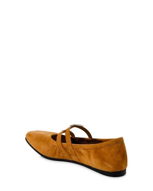 Free People Brown Gemini Rhinestone Buckle Ballet Flat