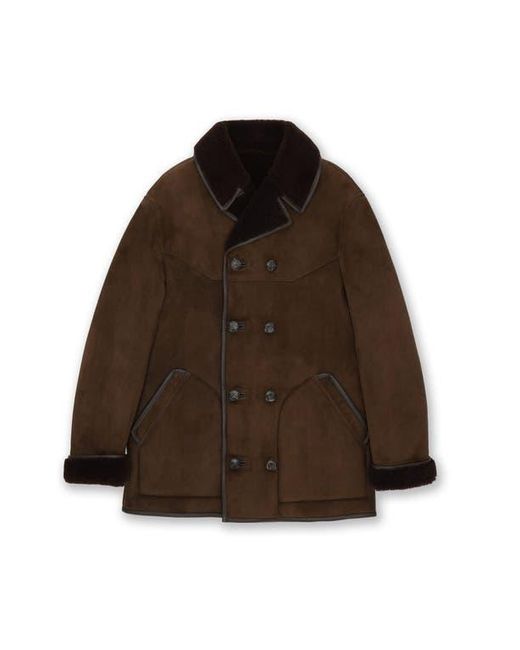 Fortela Brown Double Breasted Shearling Jacket for men