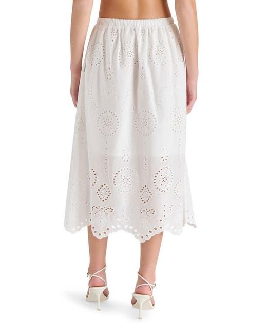 Steve Madden White Anaisa Eyelet Embroidered Midi Skirt