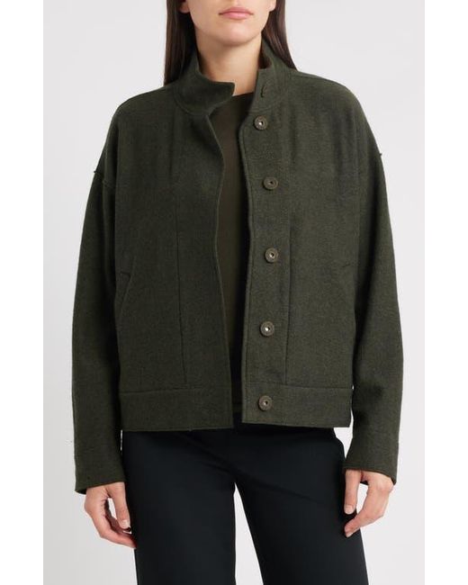 Eileen Fisher Black Boiled Wool Jacket
