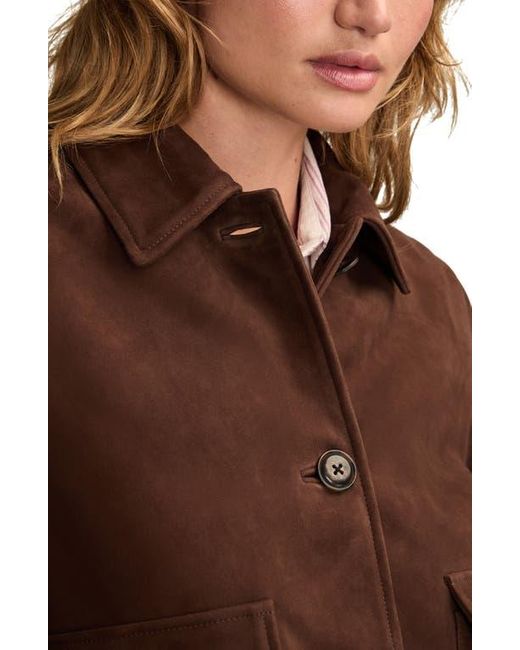 Lucky Brand Brown Button Front Suede Jacket
