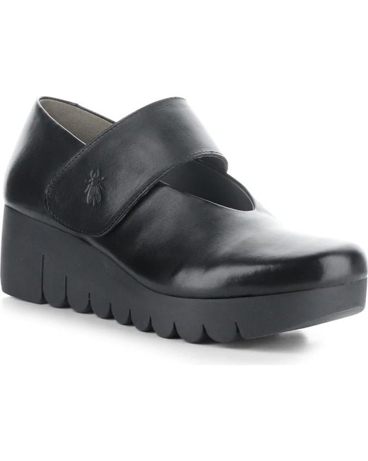 Fly London Black Vari Mary Jane Platform Wedge Pump