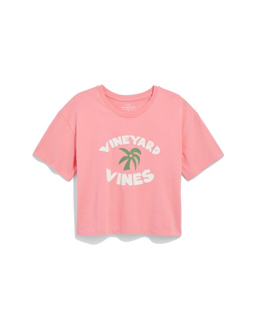 Vineyard Vines Pink Palm Tree Cotton Crop T-shirt