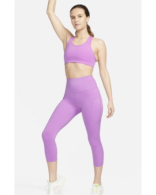 Nike Dri-fit Go Firm Support High Waist Crop leggings in Purple