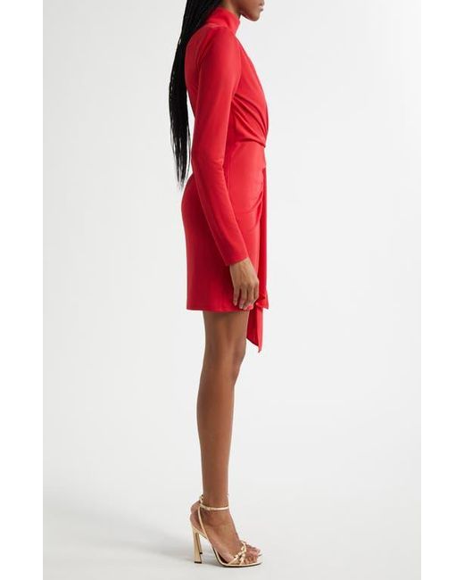 Cinq À Sept Red Joelene Knot Front Long Sleeve Knit Minidress