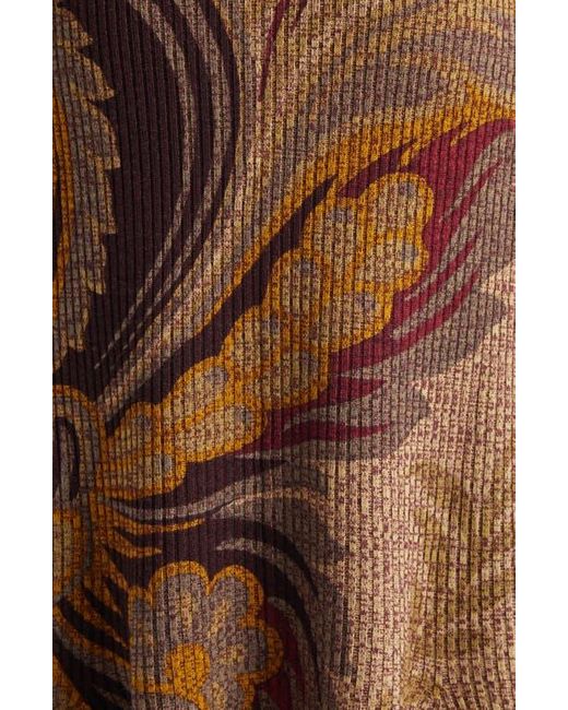 Etro Brown Paisley Rib Wool Trumpet Skirt