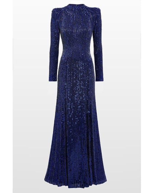 Jenny Packham Blue Aurora Sequined Gown