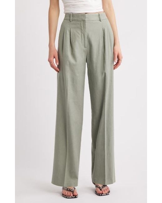 Open Edit Green Everyday Linen Blend Pants