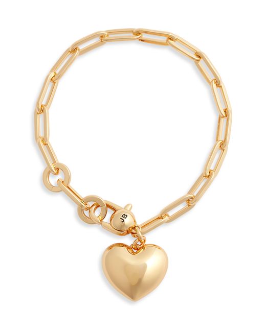Jenny Bird Metallic Puffy Heart Charm Paper Clip Chain Bracelet