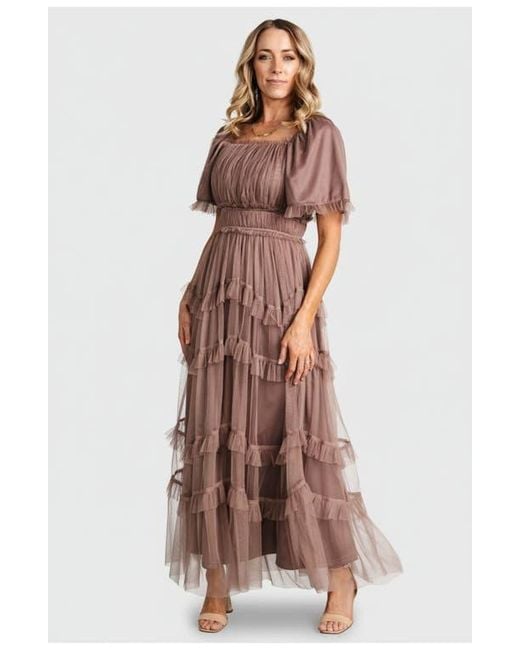 Baltic Born Magdalena Tulle Maxi Dress in Brown | Lyst Baltic Born Magdalena Tulle Maxi Dress in Brown | Lyst