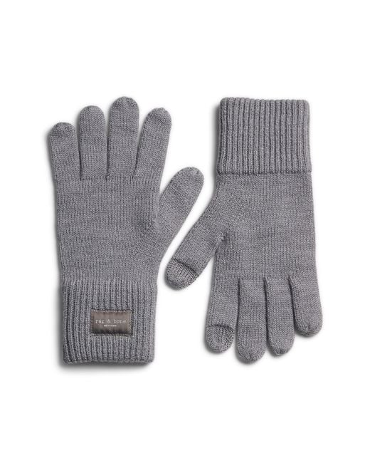 Rag & Bone Gray Blake Ribbed Gloves