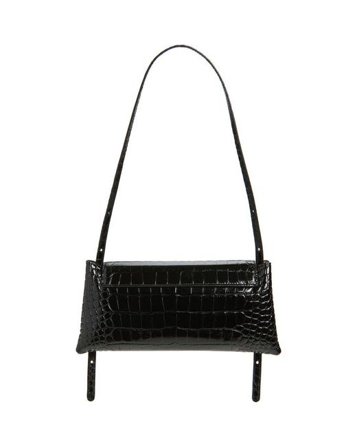 REE PROJECTS Black Elieze Croc Embossed Patent Leather Clutch