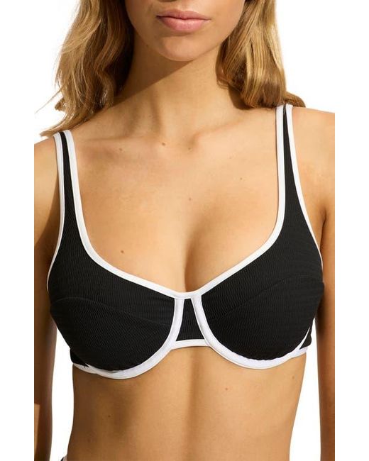 Seafolly Black Beach Bound Colorblock Underwire Bikini Top