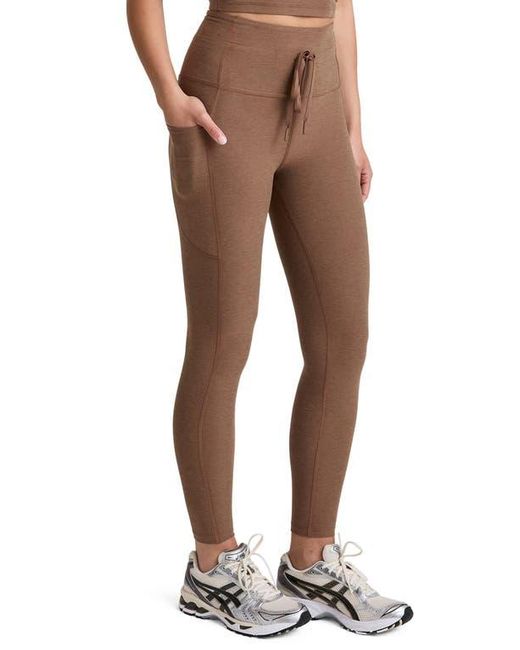 Beyond Yoga Brown Space Dye Pocket Midi Leggings