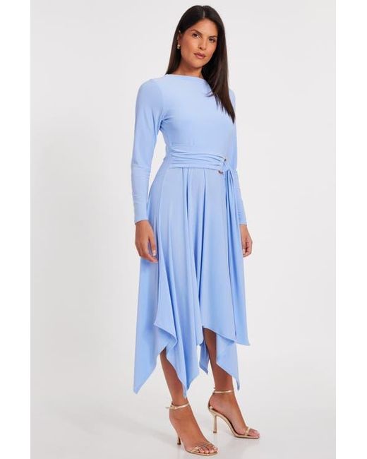 Quiz Blue Soft Touch Maxi Dress With Hanky Hem