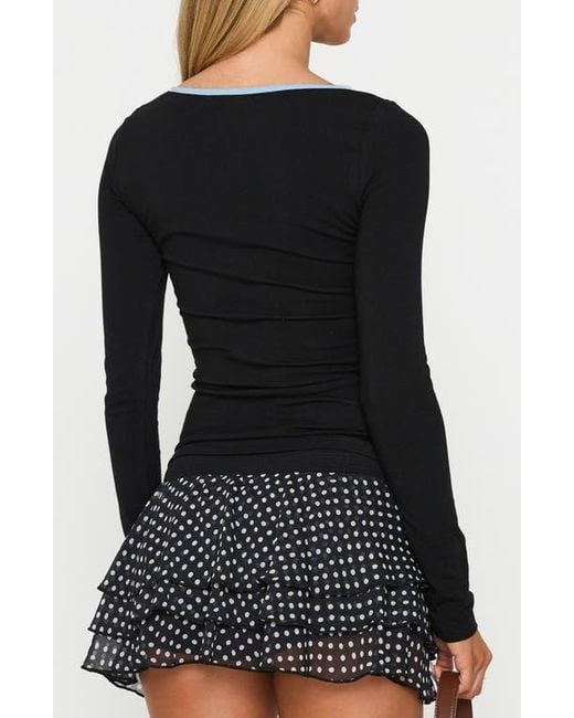 Princess Polly Black Floral Cutout Long Sleeve Top