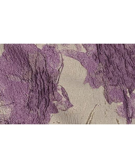 Donna Karan Red Floral Metallic Jacquard Midi Dress