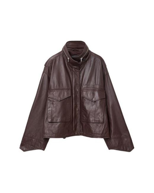 AllSaints Brown Clay Leather Jacket