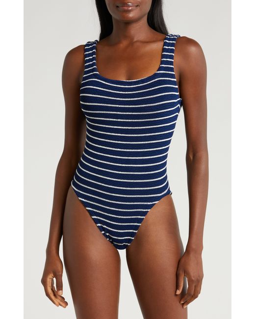 Hunza G Blue Crinkle One-piece Swimsuit