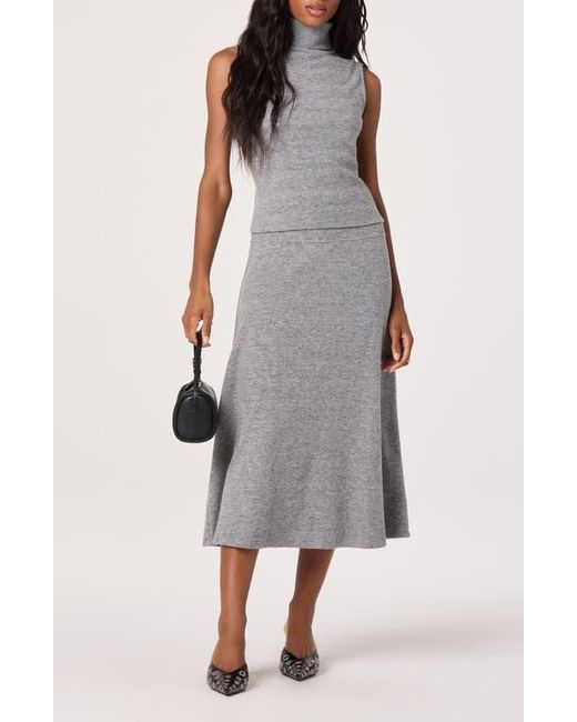 Astr Women's Gray Knit Midi Skirt