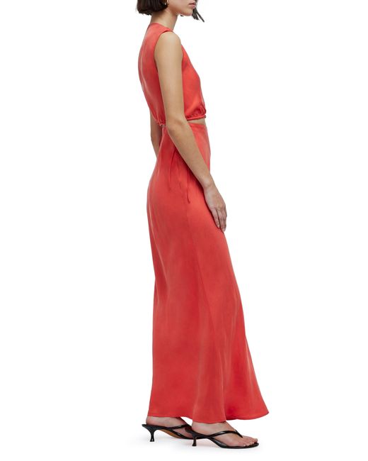 Madewell Red Modular Sleeveless Cupro Blend Maxi Dress