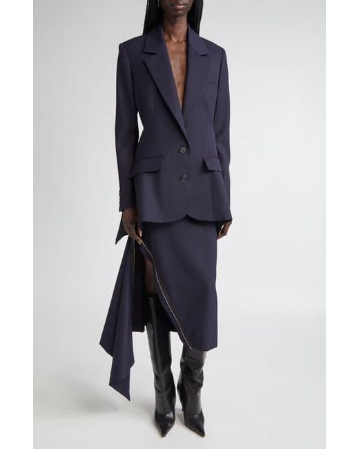 Monse Blue Double Zipper Midi Skirt