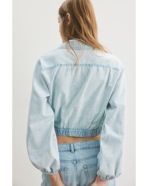 H&M Blue Denim Wrap Blouse