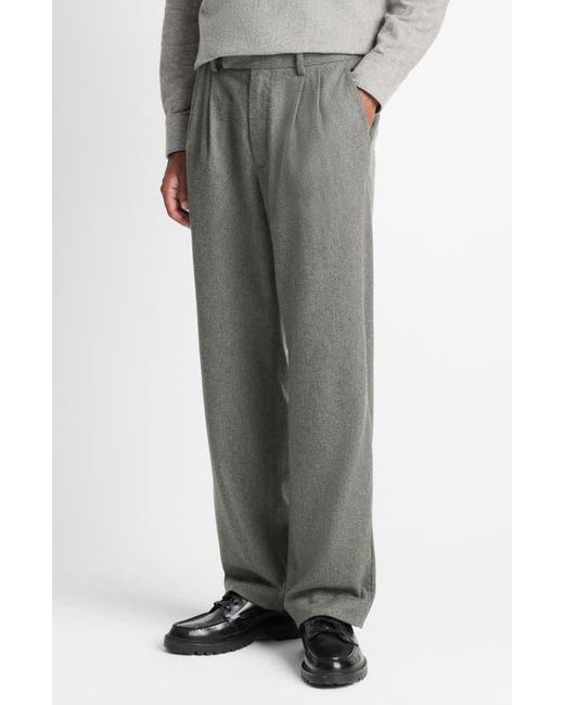 Vince Gray Double Pleated Heathered Wool Blend Flannel Suit Pants for men