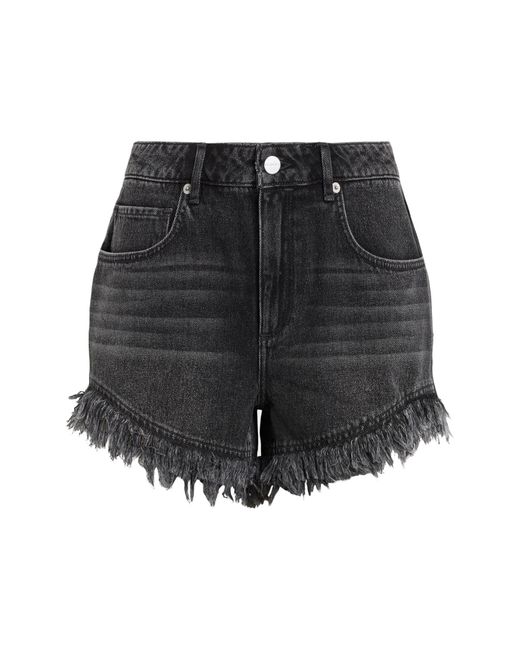 AllSaints Black Astrid Frayed Denim Shorts