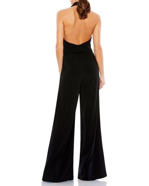 Mac Duggal Black Tuxedo Halter Jumpsuit