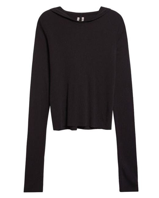 Rick Owens Black Rib Crop Hoodie