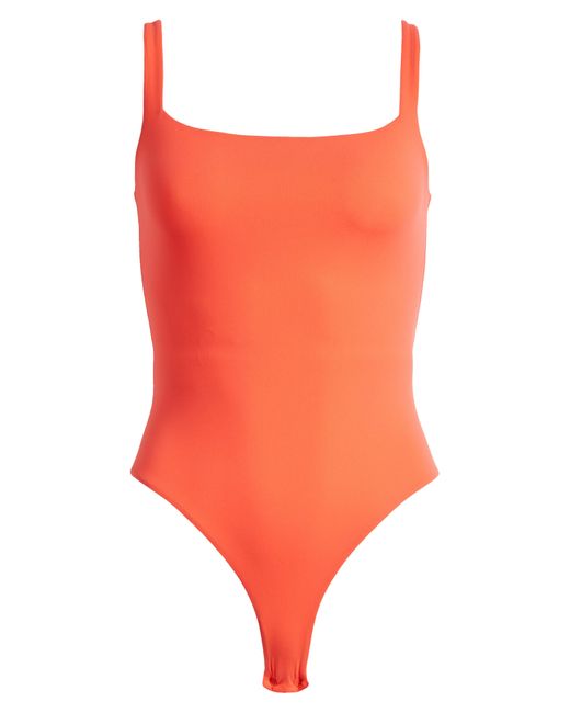 Skims Fits Everybody Square Neck Sleeveless Bodysuit in Orange