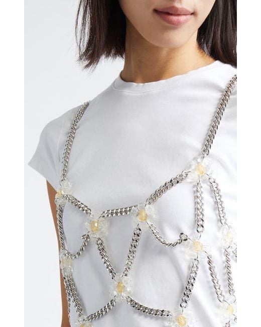 Noir Kei Ninomiya Beaded Floral Chain Harness in Metallic | Lyst