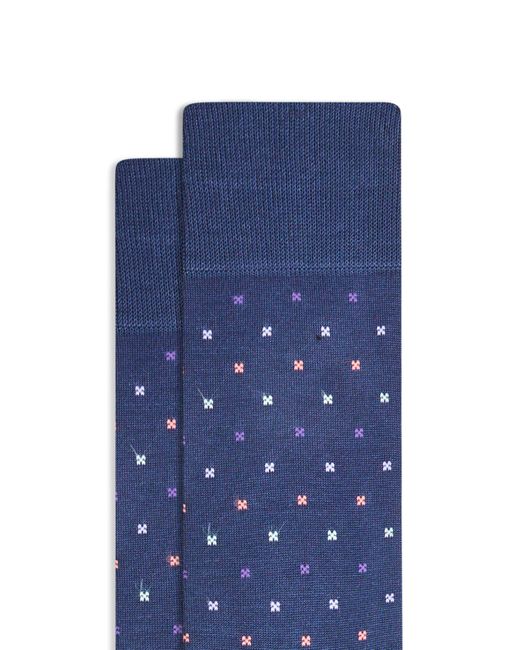 Bugatchi Blue X-dot Dress Socks for men