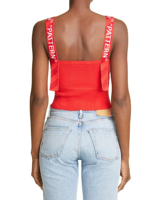 Off-White c/o Virgil Abloh Bold Crop Knit Tank in Red | Lyst